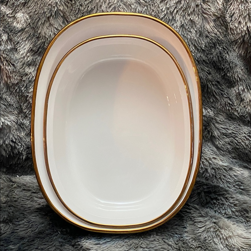 Vintage Corning ware French White casserole dishes with gold trim 2.8 L and 1.8 - Picture 10 of 16